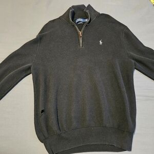 Polo by Ralph Lauren Black Quarter-Zip Knit Sweater with Pony